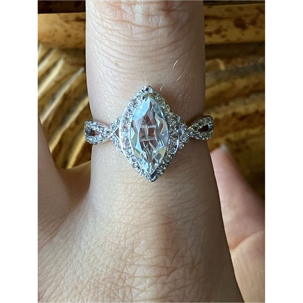 Natural White Topaz Sterling Silver Ring Size 8
